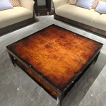 Classic Square Coffee Table with Burl Wood Veneer and Open Shelf Design